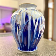 01509HV 日本 皇室御用 有田燒 窯元 深川製磁 金彩 菖蒲 白瓷 大花瓶 花器