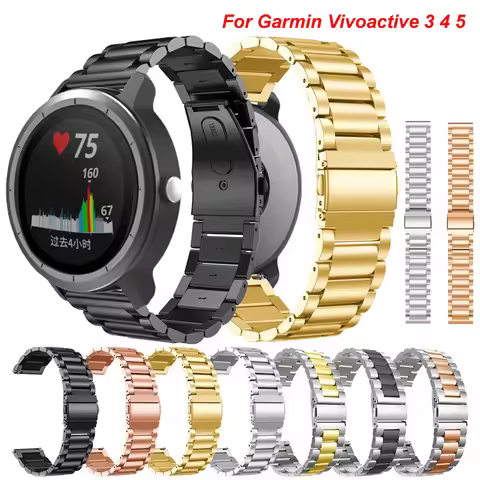 22mm 20mm Stainless Steel Strap For Garmin Vivoactive 3 4 5 Bracelet Strap For Garmin Active 5/Forer