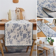 Table Runner Blue Flower Table Cover Plant Watercolor Kitchen Dining Table Decor for Home Party Rest