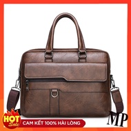 JEEP high-end men's leather office handbag. Korean fashion office leatherbag