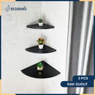 Rak Dinding Sudut Minimalis 3 pcs Ukuran 20 25 30 cm Set Rak Ambalan Sudut Susun Floating Shelf Amba