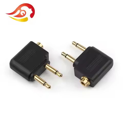 QYFANG Male to 3.5mm Female Airplane Earphone Jack Connector Headphone Plug Gold Plated Copper Aircr