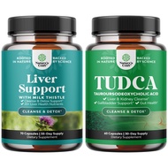 Bundle of Liver Cleanse Detox & Repair Formula and Advanced TUDCA Liver Support Supplement - with Mi