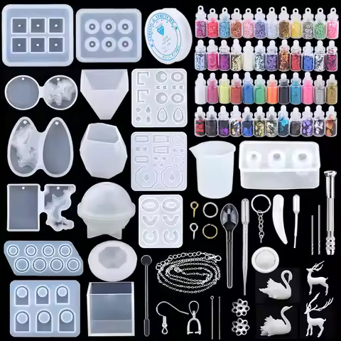 16 Styles Epoxy Casting Molds Set Silicone UV Casting Tools Kits Resin Casting Molds For Jewelry Mak