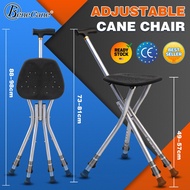 2 in 1 Walking Cane Bench 4 Legs Stable Portable Stick Tongkat Kerusi Lipat For Adult Elderly Senior