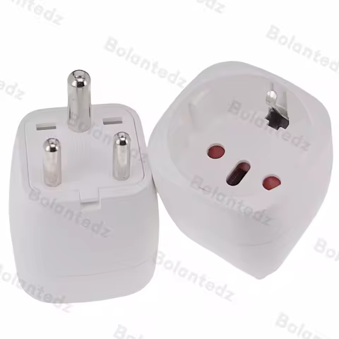 EU to India Travel Plug Adapter Universal Power Converter 3-Pin Round AC Adapter Plug D Type for Sri