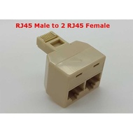 RJ45 Male to 2 RJ45 Female Socket Adapter Converter