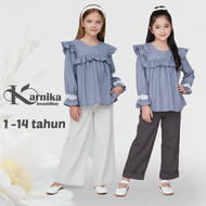 stelan baju anak perempuan 1-14 tahun set blous dan celana kulot panjang bahan import