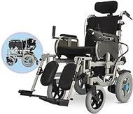 Fashionable Simplicity Electric Wheelchair Portable Folding With Adjustable Pedal Bracket High Backrest Headrest Power Wheelchair 12Ah