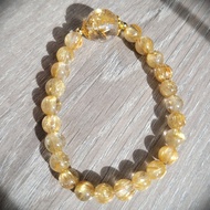 13mm, 6-7mm金鈦晶天然水晶手串(金髮晶) Crystal Golden Rutilated Quartz bracelets