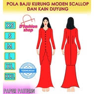 POLA BAJU KURUNG MODEN SCALLOP DAN KAIN DUYUNG