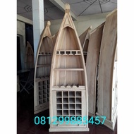 Lemari Botol Jati Almari Pojok Rak Whine Bir Whisky Model Perahu