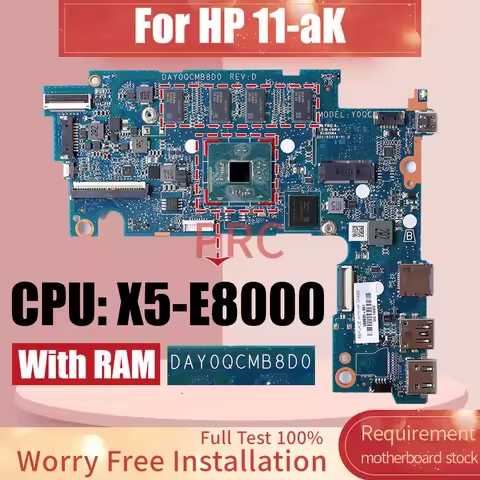 For HP Stream 11-AK Y0QC Laptop Motherboard DAY0QCMB8D0 L59930-601 SR2LV X5-E8000 CPU 4GB RAM 32G SS