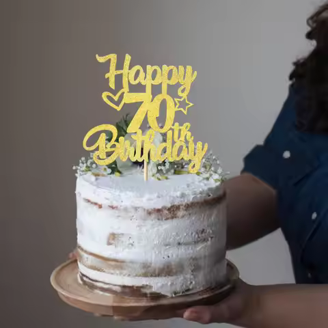 1 PC Happy 70th Birthday Cake Topper Happy Birthday Cake Decorations for 70th Birthday Cake Topper
