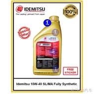 ❂㍿■IDEMITSU 4T FULLY SYNTHETIC MOTOR OIL SL/MA 10W40 10W-40 [BSH] [Petronas F700 4T] [Pennzoil]*100% ORIGINAL*Free Sti