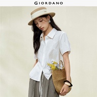 GIORDANO Women Shirt Warm Weather Shirt Non-Elastic Shirt Loose Fit Shirt 18346305