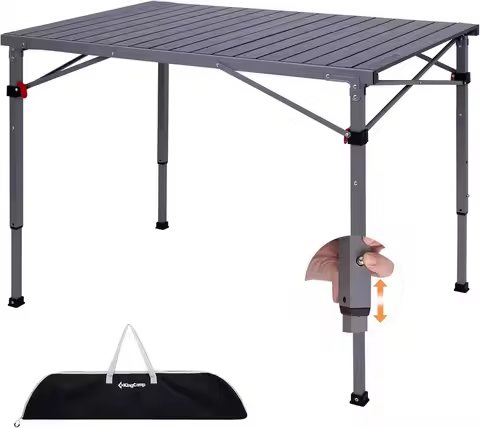 Folding Camping Table Foldable Loads 265 Lbs, 42.1'× 27.6' Portable Table 3 Adjustable Height