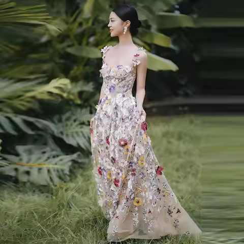 Luxury Quinceanera Dresses Girl's birthday party ball dress Colorful Flower elegant Graduation Celeb