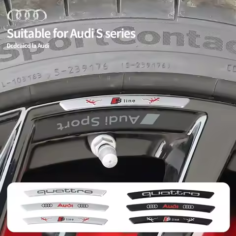 4pcs Aluminum Car Badges Wheels Rims Stickers For Audi S Line Q3 Q5 Q7 RS3 RS4 RS5 A3 A4 B5 B7 B9 8p