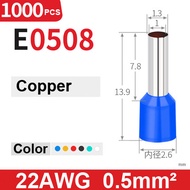 1000PCS VE Cable Lug Ferule Connector Terminal Pin Terminal Tube Type Wiring Connector E7508 E4009 E