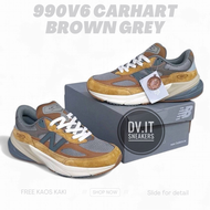 100% BNIB Sepatu Sneakers Olahraga Pria-New-Balance-990 V6 990V6 X Carhart WIP Sculpture Brown Grey 