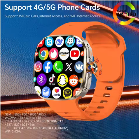 5G Celluler Version Smart Watch M99 Android Smartwatch With 190° Rotary Camera NFC Compass IP67 Wate