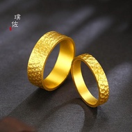 cincin lelaki cincin silver 5G Gold Color 999 Ancient Method Sand Gold Plated Handmade Hammer Patter