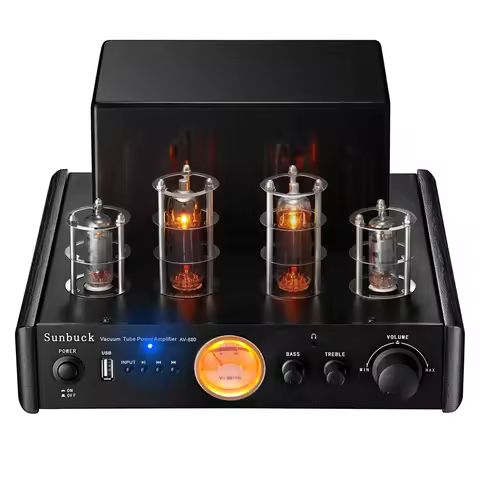 AIYIMA SMSL 2.1 Stereo 35W Fiber Coaxial USB Bluetooth Headphone 6P1 Tube Amplifier 6K4 HiFi Vacuum 