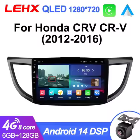 LEHX L6 Pro 4G DSP 2Din Android 14 Carplay Auto Car Radio For Honda CRV CR-V 2012-2016 Multimedia Pl