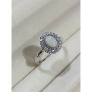 (R282) OPAL NATURAL GEMSTONE ADJUSTABLE SILVER RING 欧泊天然宝石可调节银戒指 CINCIN PERAK BATU PERMATA