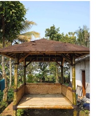 saung bambu gazebo minimalis murah atap injuk dan baja ukuran 2x3