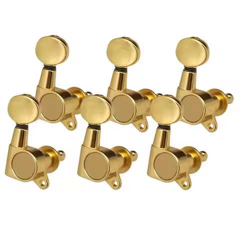 6pcs Ankle Keys Tuning Head Peg Mechanical 6R Retro Zinc Alloy for Electric Acoustic Guitar - Gold