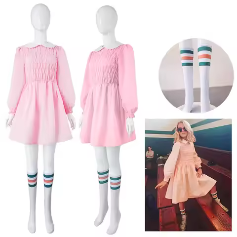 Eleven Season 11 Cosplay Costume Pink Dress Cosplay Anime Costume For Women Pink Outfits Halloween C