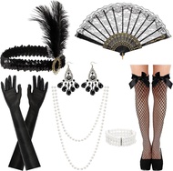 PESENAR 1920s Accessories for WomenBlack Flapper Accessories Roaring 20s Great Gatsby Headband Flapp