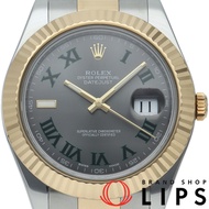 勞力士 Datejust II 男士腕錶，蠔式錶殼，石板灰色，羅馬數位時標，型號 Datejust2 116333（隨機），附原廠盒及保固卡，K18YG/SS 錶殼，灰色拋光，成色極佳 [二手]