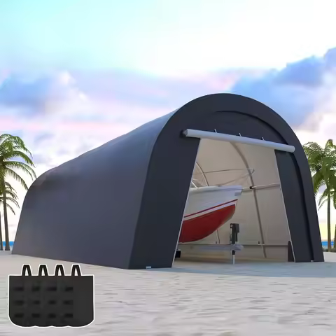 Heavy Duty Carport with 4 Cloth Bags, All-Weather Portable Garage with 2 Roll-up Doors, Car Canopy S