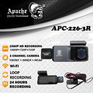 APACHE HD 3.39" INCH 3 WAY / CHANNEL DVR DASH CAM RECORDER DASHCAM 170° FRONT 1080P+ INNER/REAR 720P