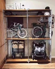 	摺疊自行車收納架(多尺寸)-展示櫃小布大行風行車庫落地多層移動日式置物架(U4491)