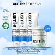 [BUY 3 GET 4] usmile 3 Repair White Toothpaste  (100g) + (FREE) 1 Dental Floss | Halal | Teethcleani