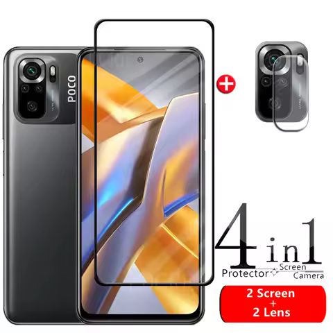 4-in-1 For Poco M5S Glass For Xiaomi Poco M5S Tempered Glass Full HD 9H Screen Protector For Poco X3