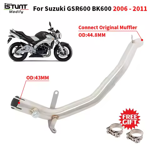 Slip For Suzuki GSR600 GSR 600 BK600 2006 - 2011 Motorcycle Exhaust Systems Escape Moto Mid Link Pip