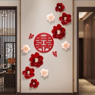 【Ready Stock】店铺婚房装饰布置男方玄关喜字贴结婚中式客厅婚礼蝴蝶结墙面套装Shop wedding room decoration layout men's porch wedding l