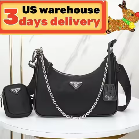 Designer Luxurys Re-Edition nylon Handbag Women Underarm Crescent 2000 Hobo & 2005 Shoulder BagsCanv