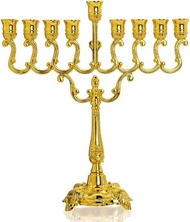 Hanukkah Menorah Ornament Gold Plated Jewish Candle Holder Candle Stand Candlestick (7 and 9 Branch 