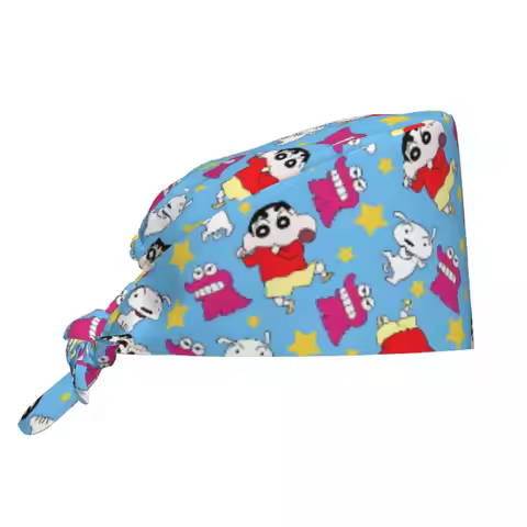 Custom Crayons Shin-chans Cute Anime Scrubs Cap Surgical Hats Women Men Operating Room Cap Nursing C