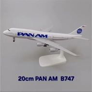 20cm American Aircraft PAN AM Boeing 747 B747 World Airways Diecast Metal Toy Display Decoration Col