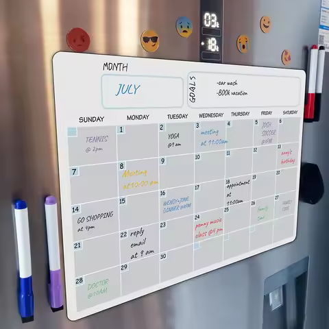 1Set Fridge Whiteboard Calendar Monthly Planning Board Reusable Message Board for Diet Journal and S