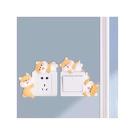 Resin Cute Little Shiba Inu Switch Sticker 3D Three-dimensional Decorative Wall Sticker Socket Panel Protective Cover Cr