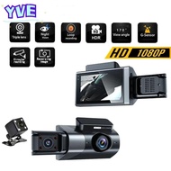 YVE Vehicle Recorder, Night Vision APP Control Car DVR,  3 Lens Loop Recording HD Car Dashcam Drivin