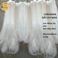 3-screen fishing net for catching small to large fish, 75cm high, 1m 1m2, 25m 30m long, hung in pond
